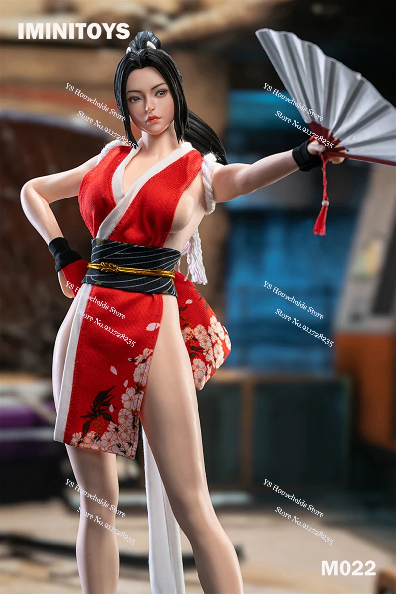 Iminitoys M022 1/6 Schoonheid Meisje Mai Shiranui Beweegbare Oog Head Sculpt Rode Jurk Fan Model Set Accessoire Voor 12 "vrouwelijke Figuur Lichaam