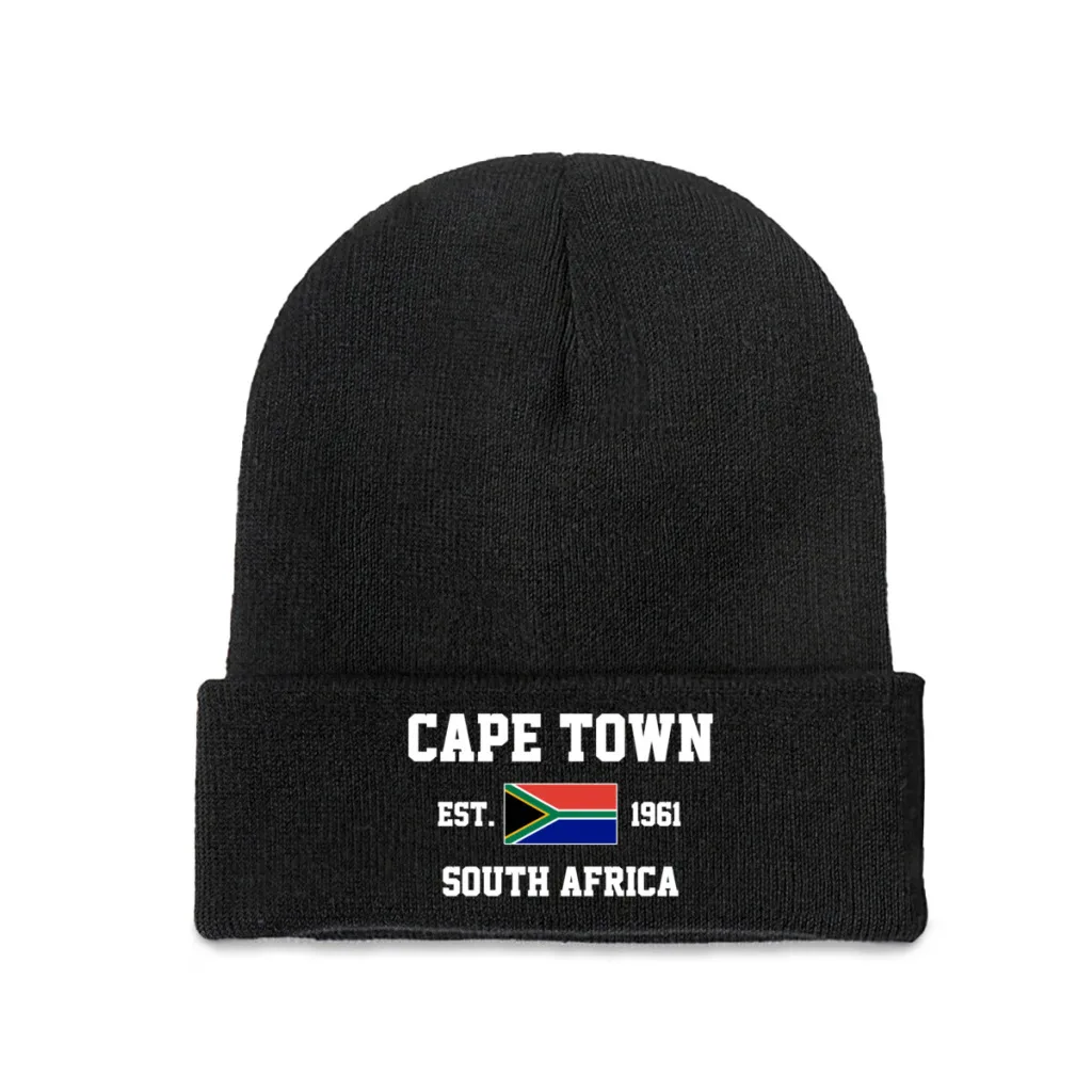 South Africa EST.1961 Cape Town Capital Men Women Unisex Knitted Hat Winter Autumn Print Beanie Cap Warm Bonnet
