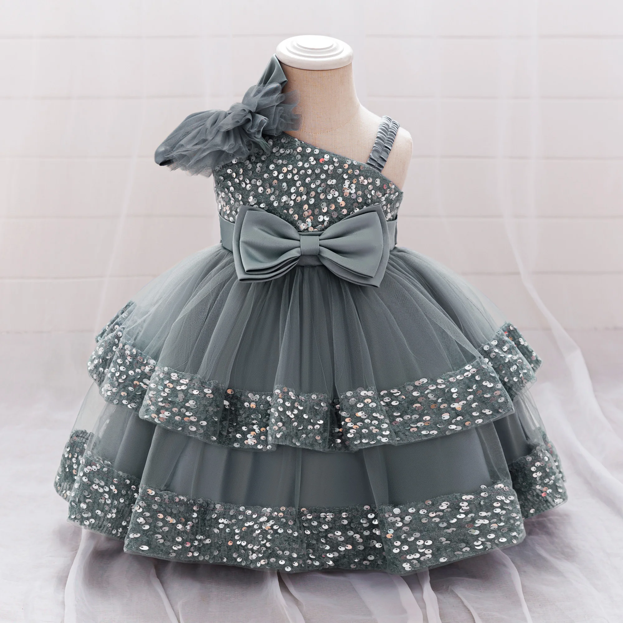 Kleinkind Halloween-Party Mädchenkleid Karneval Weihnachtskostüme Pailletten 1. Geburtstag Hochzeit Brautjungfer Prinzessin Baby Mädchenkleid – Detail 11