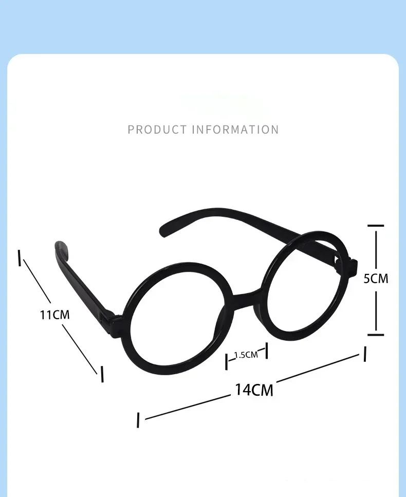 Magician Children's Harries Wizarding Round Frame Glasses Without Lenses Potters Festival Party Role Playing Props Black Glasses