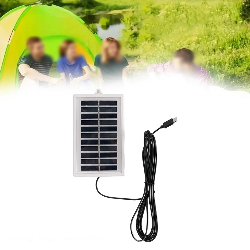 1/5pc 2W 5V Portable Solar Charger With Android-Output For Security Battery Cameras, Bicycles, Phones, Power Bank, Camping Light