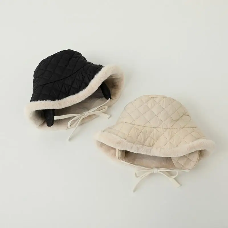 

581F Baby Big Brim Cap Winter Basin Hat Outdoor Travel Hat Warm Keeping Hat for Kid