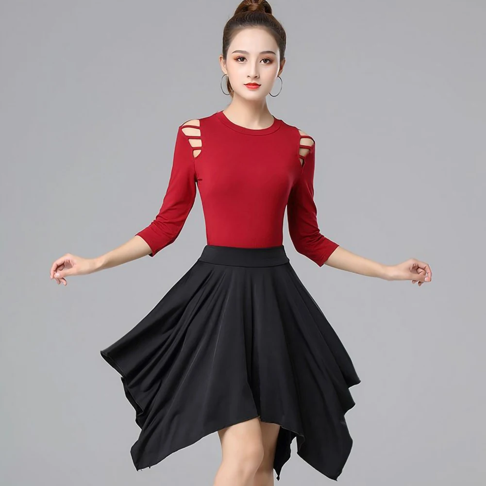 

Samba Ballroom Dance Women's Skirt Tango Irregular Performance Black New Latin Dance New National Standard Dance