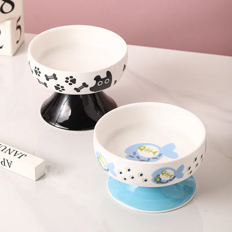 

Керамическая миска для домашних животных с высокими ножками, защита от черного подбородка, шейный позвоночник, кормушка для домашних животных, питьевая вода, корм для кошек, принадлежности для собак