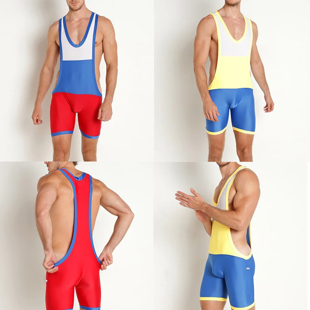 

Color Matching Wrestling Singlet Bodysuit Leotard Outfit Underwear GYM PowerLifting Weightlifting Clothing Swimming Skinsuit