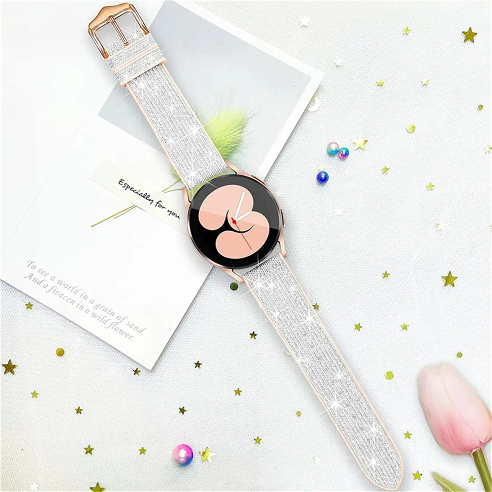 20mm bracelet for samsung galaxy watch 6/5/4/5pro/6classic/4classic band 40mm 44mm 45mm 47mm 43mm leather silicone strap band