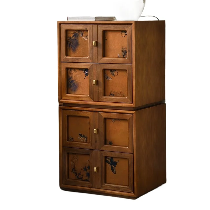 

Medieval fragrant cloud yarn module combination cabinet, solid wood retro new Chinese TV bedside cabinet