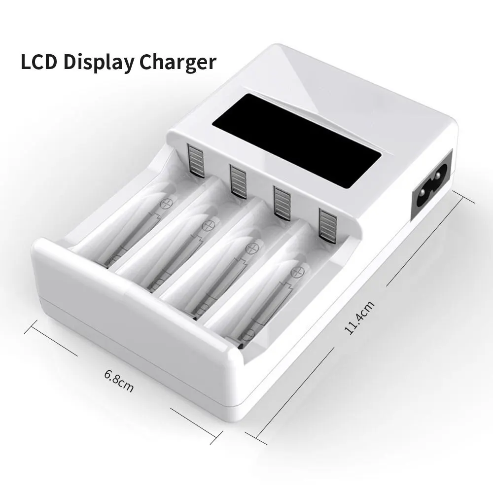 PUJIMAX 4 Slots LCD Intelligent Display Battery Charger US/EU/UK Plug Power For AA/AAA Ni-Cd Ni-Mh Rechargeable Batteries Charge