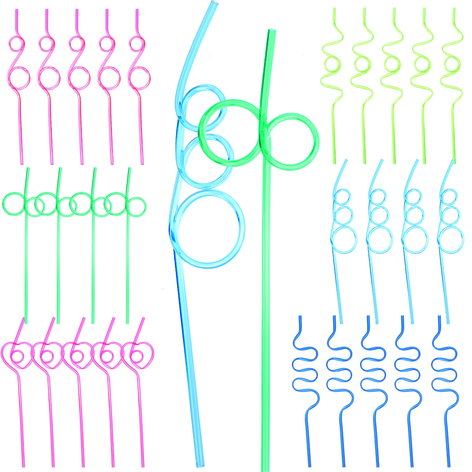

30pcs Straws PETG Curved Reusable Party Beverage Drinking Decorative Juice Unique Straws Kitchen Bar Accessories