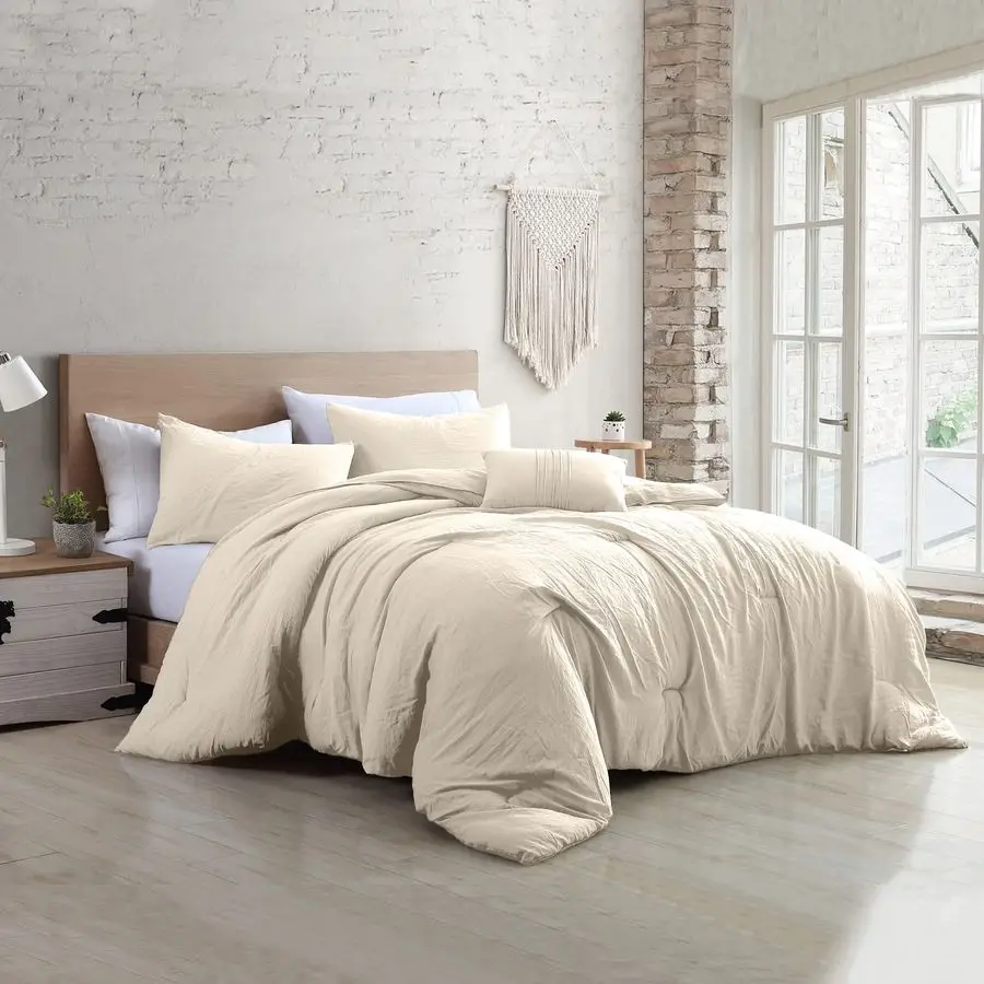 

4Piece GarmentWashed Comforter Set Beck Coconut King