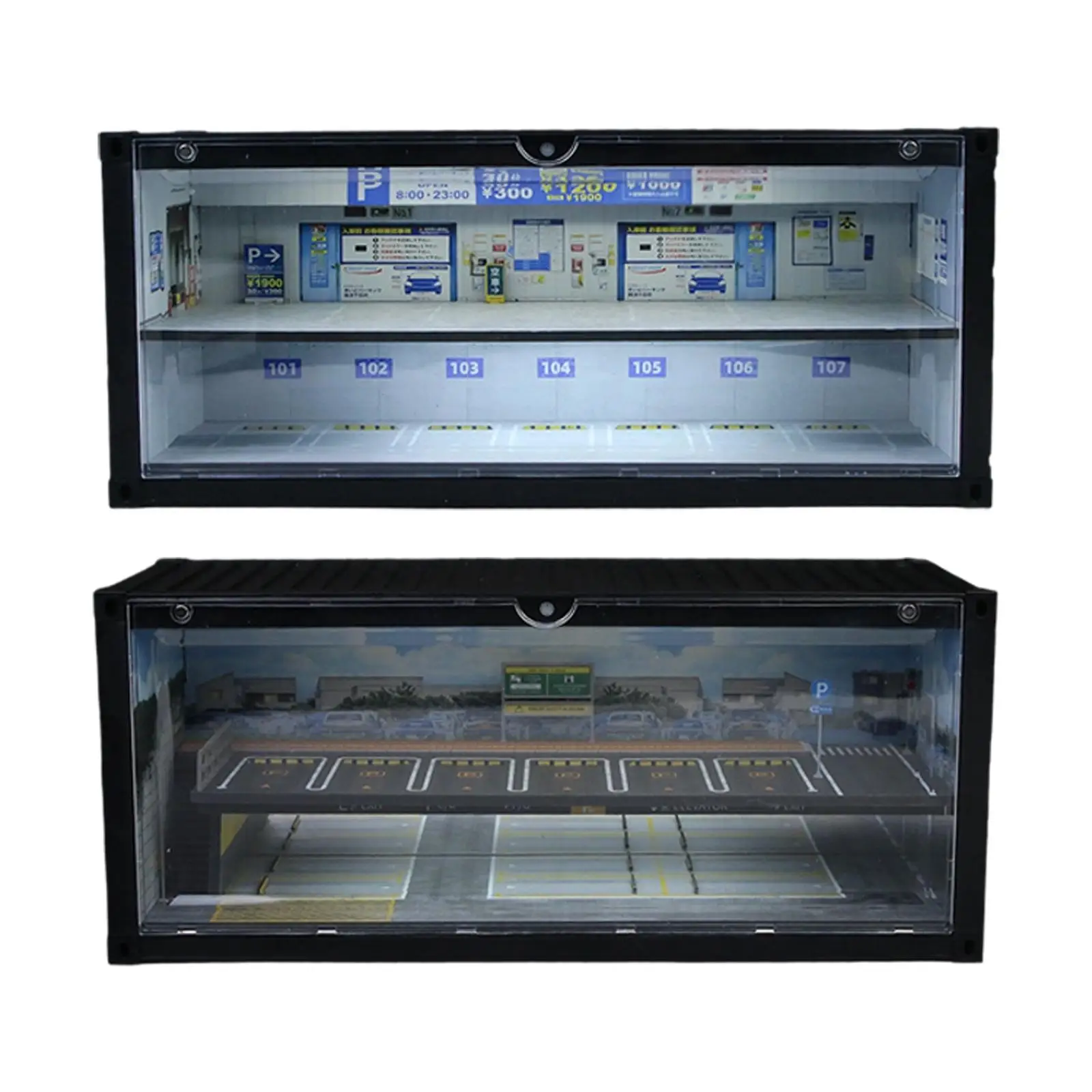 

Витрина для моделей автомобилей масштаба 1/64 с LED-подсветкой, гаражная сцена для коллекционеров миниатюрных машинок