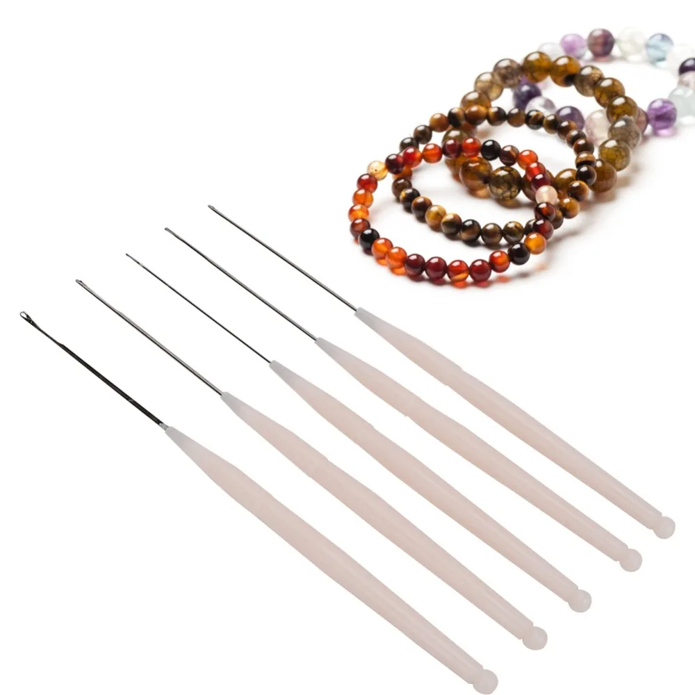 5Pcs Professional Handle Design Beading Needles Convenient Tools Crochet Hooks Beading Tools Jewelry Making