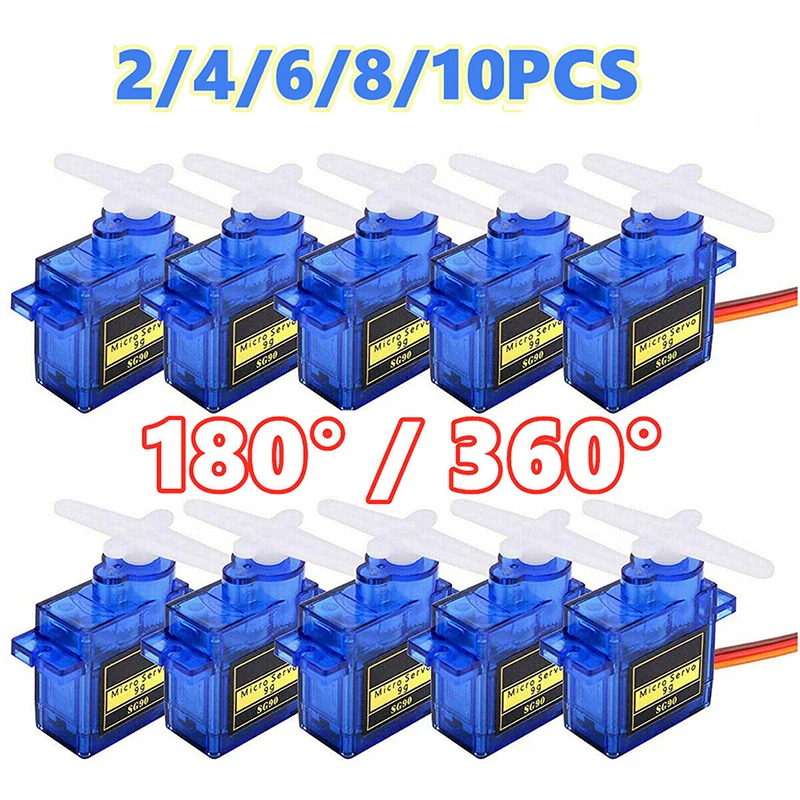 2/4/6/8/10 PCS SG90 9G Micro Servo Motor Control 180°/360° For RC Helicopter Toy Car Boat Plane Robot Arm Airplane Models Remote