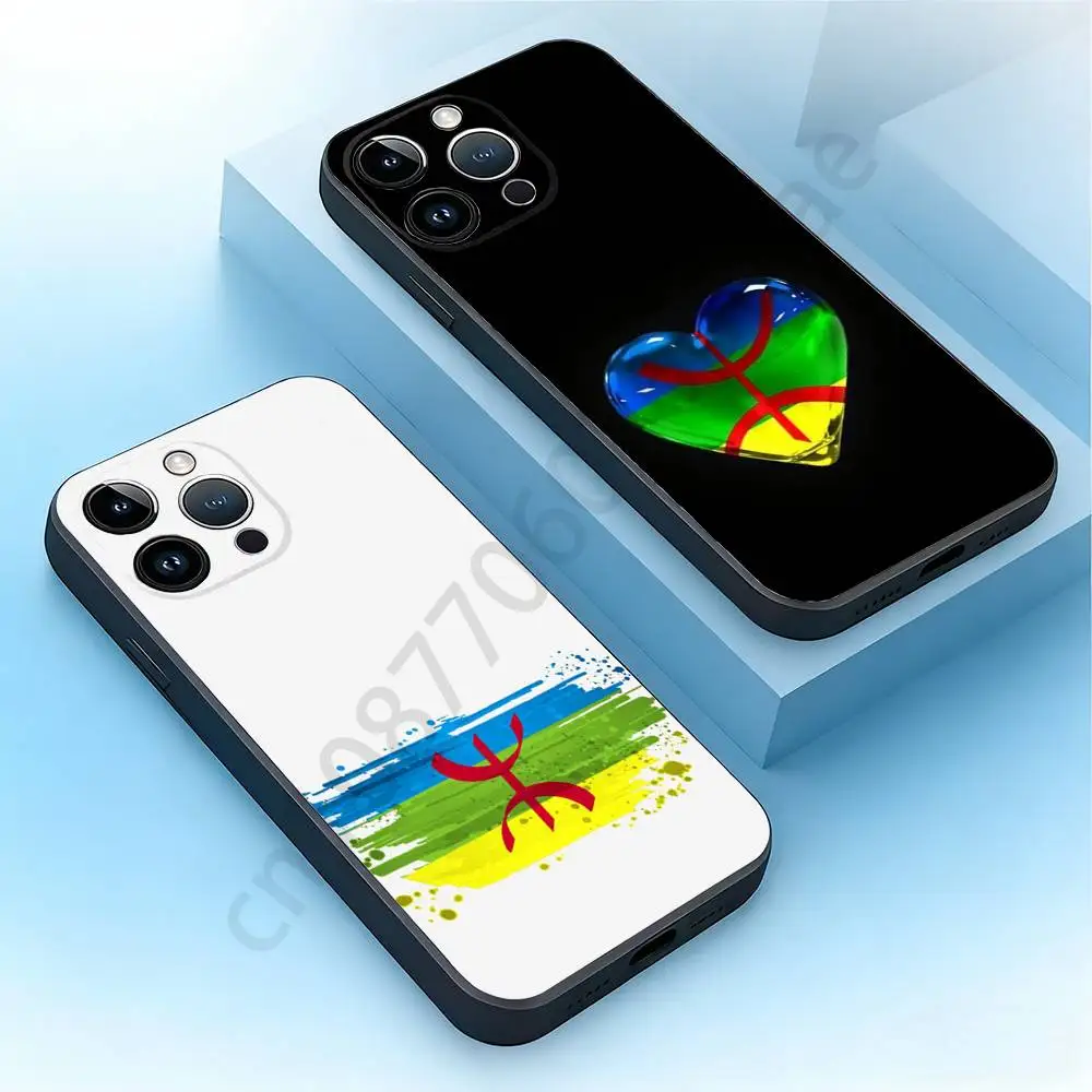 

Amazigh Berber Flag Phone Case For iPhone 17,16,15,14,13,12,11,XR,Pro,Max,Plus,mini, Silicone Black Cover