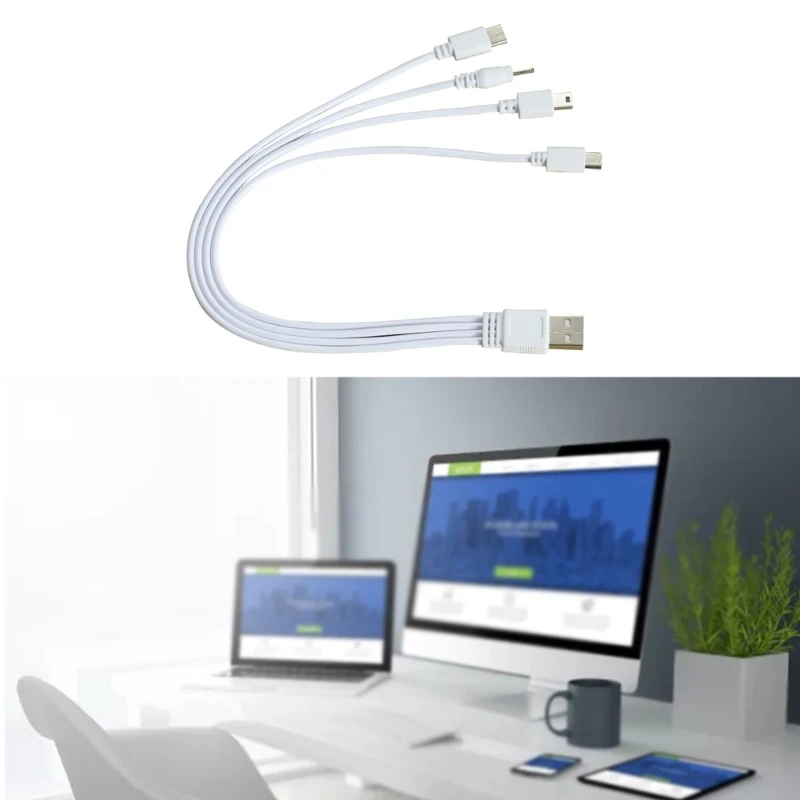 Q1W2 4 in 1 USB Charging Cable Multi functional USB Cable Versatile Cord for Phones Tablets Game Consoles Headphones