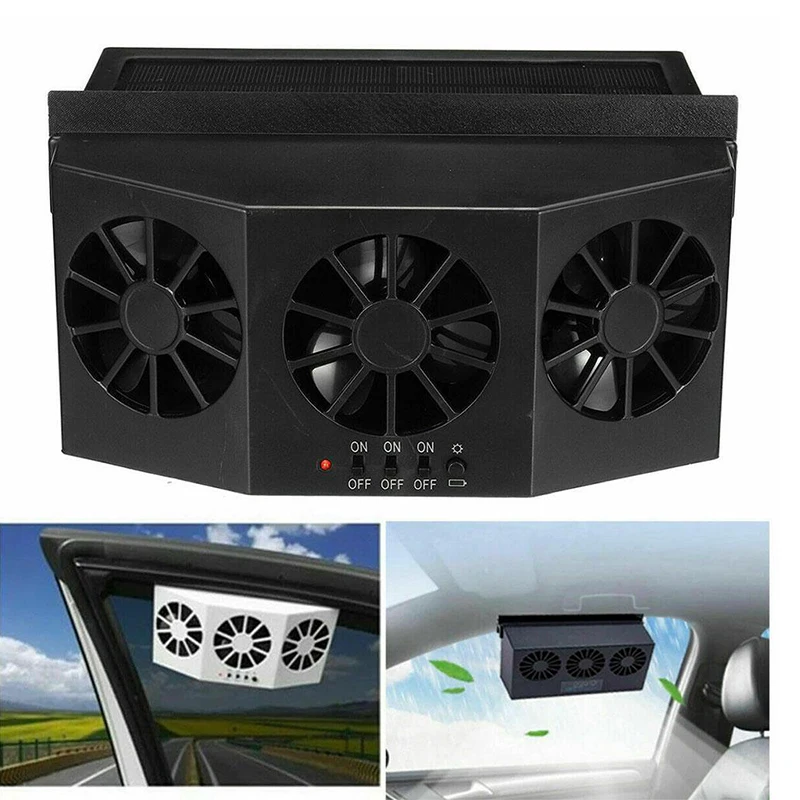 Car Cooling System Solar Panel Car Window Cooler Fan Auto Air Vent Ventilation Fan Solar Radiator 3 Fans For Camper