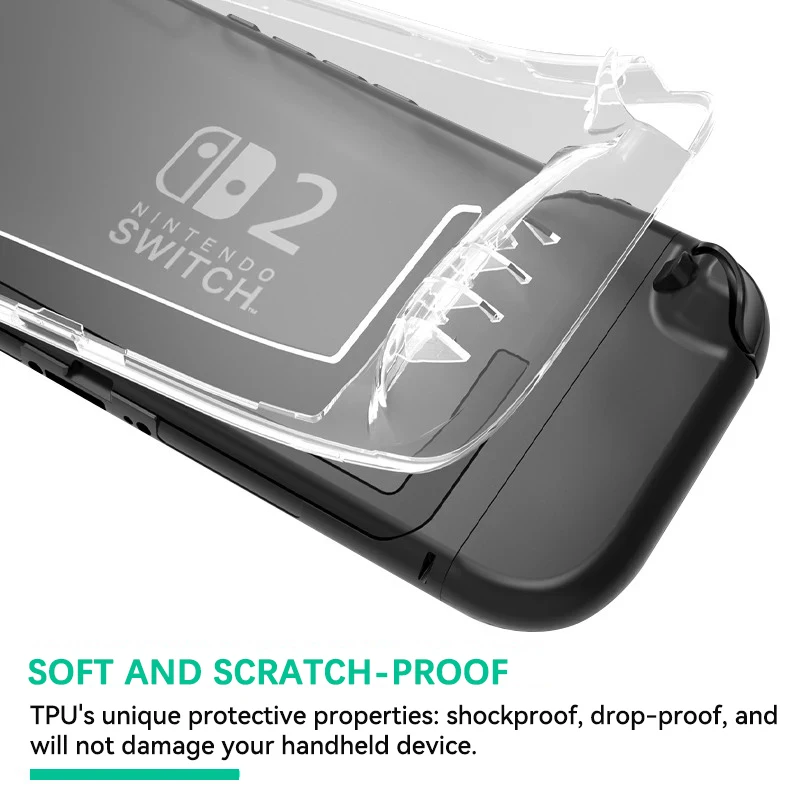 حافظة شفافة من البولي يوريثان الحراري لـ NS Switch 2 حافظة ناعمة وواضحة لملحقات الألعاب NS Switch 2 2025 غلاف مضاد للصدمات ومضاد للسقوط