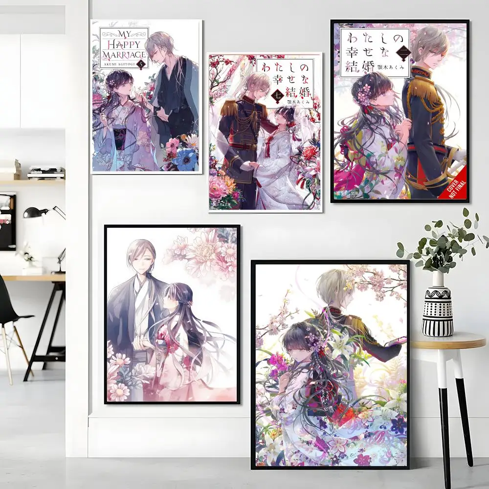 Anime My Happy Marriage Poster, selbstklebende Premium-HD-Wanddekoration – zum Abziehen und Aufkleben, rückstandsfrei