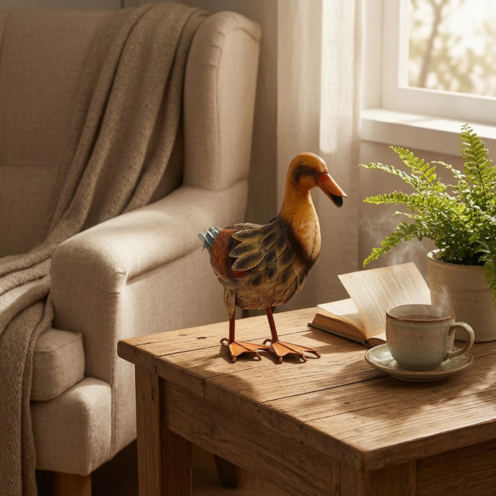 Duck Figurine Textured Duck Statue Decorative Handmade for Collectors, Home Decor, Photography
