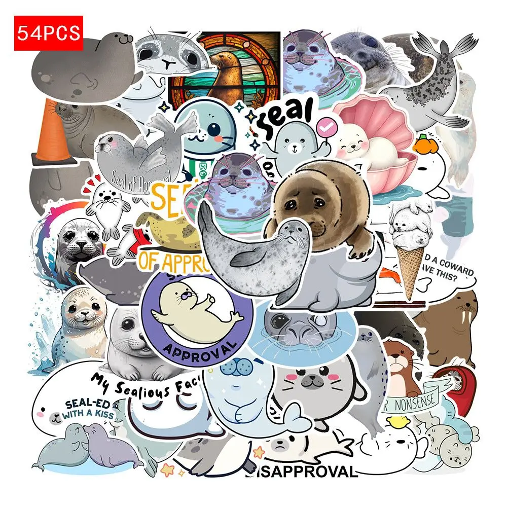 Cute Seal Series Stickers, a complete set of 100 small waterproof animal stickers