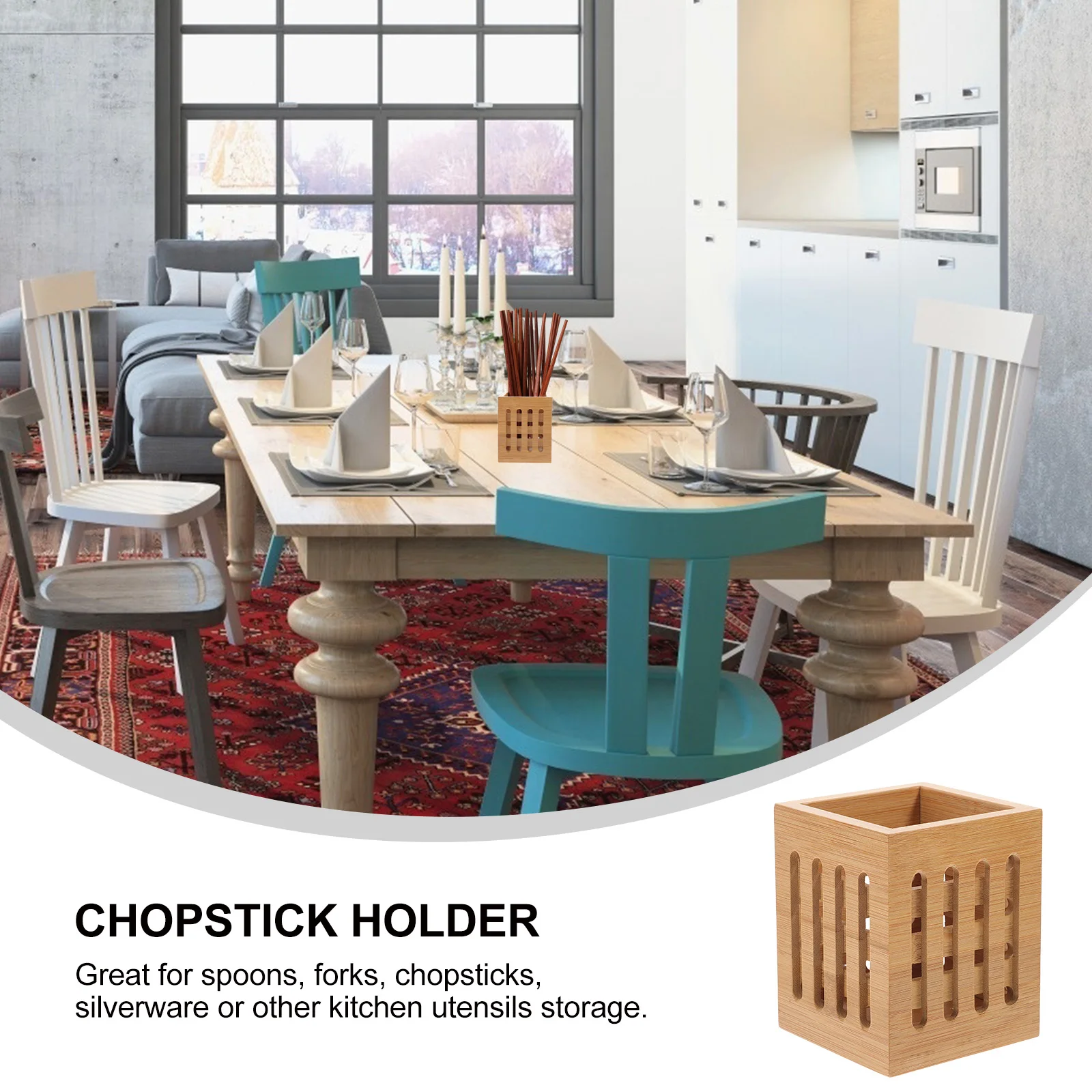 

Bamboo Organizer Utensil Holder Kitchen Storage Canister Drying Container Flatware Bamboo Cutlery Organizer Holder