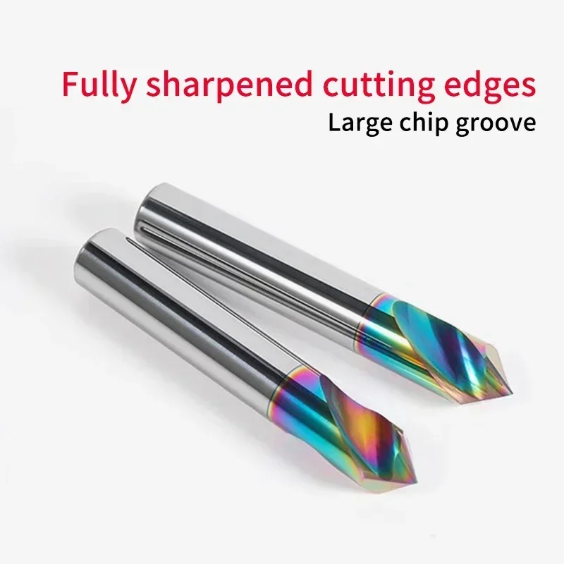 Chowmaster 1PC HRC55 Carbide Center Drill Bit 2F DLC Coating Tungsten Steel 90 Degree 50 60 75mm Chamfering Drill for Aluminum