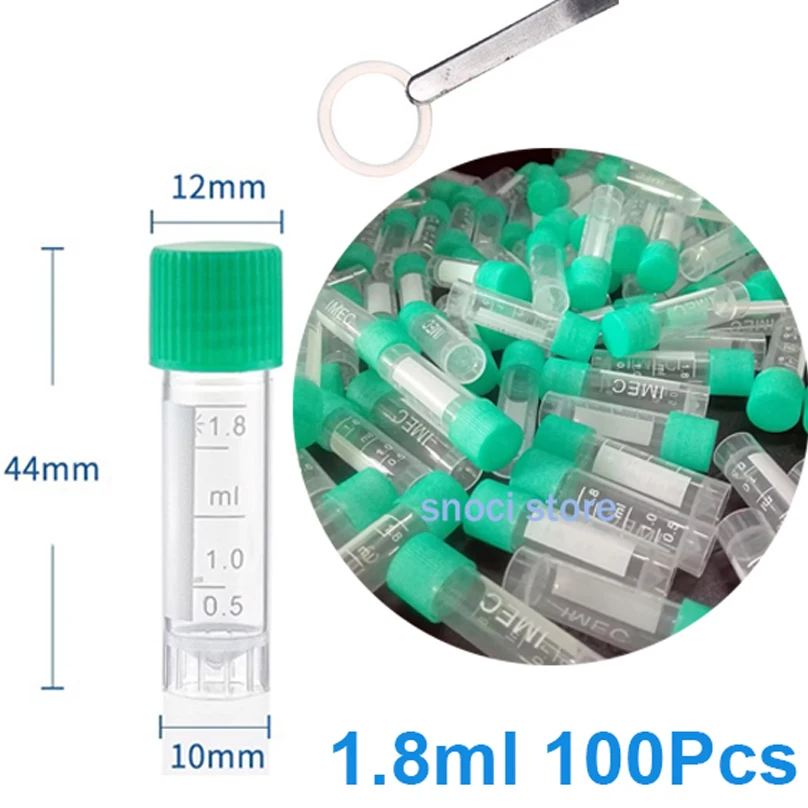 100pcs  Laboratory Freezing Tubes 1.8ml  With Graduated PP Plastic Centrifuge Tube With Screw Cap Random color