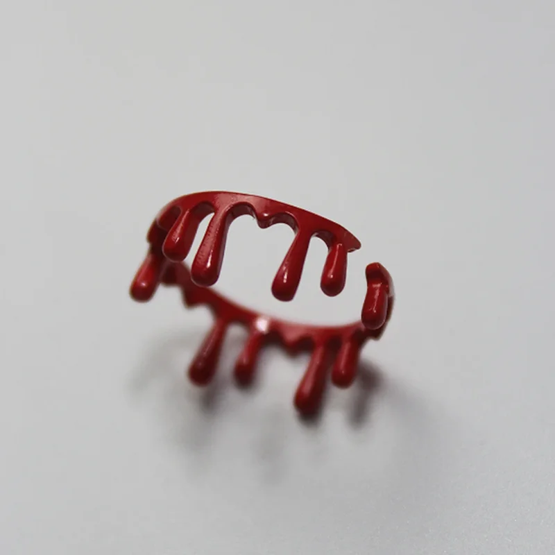 

Halloween Dripping Blood Open Mouth Rings for Women Fashion Accessories Personalization Charm Jewerly Party Gift Daily Wear