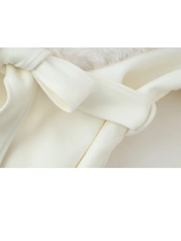 HH nouvelle femme hiver mode polyvalent fausse fourrure effet revers manches longues ceinture Long manteau femme décontracté trajet Long pardessus