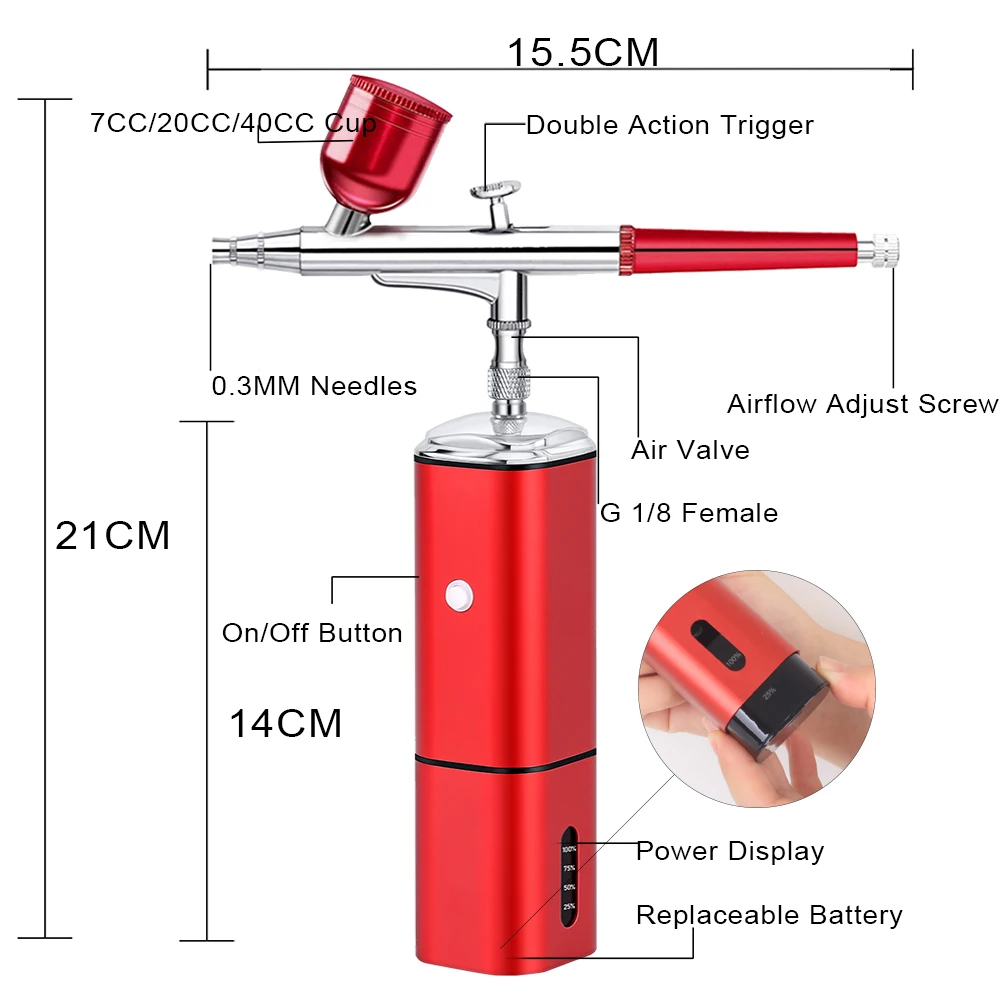 Cordless Airbrush Compressor High Power Professional Travel Beauty Care Nano Spray Replace Battery Art Tattoo Pneumatic Tool