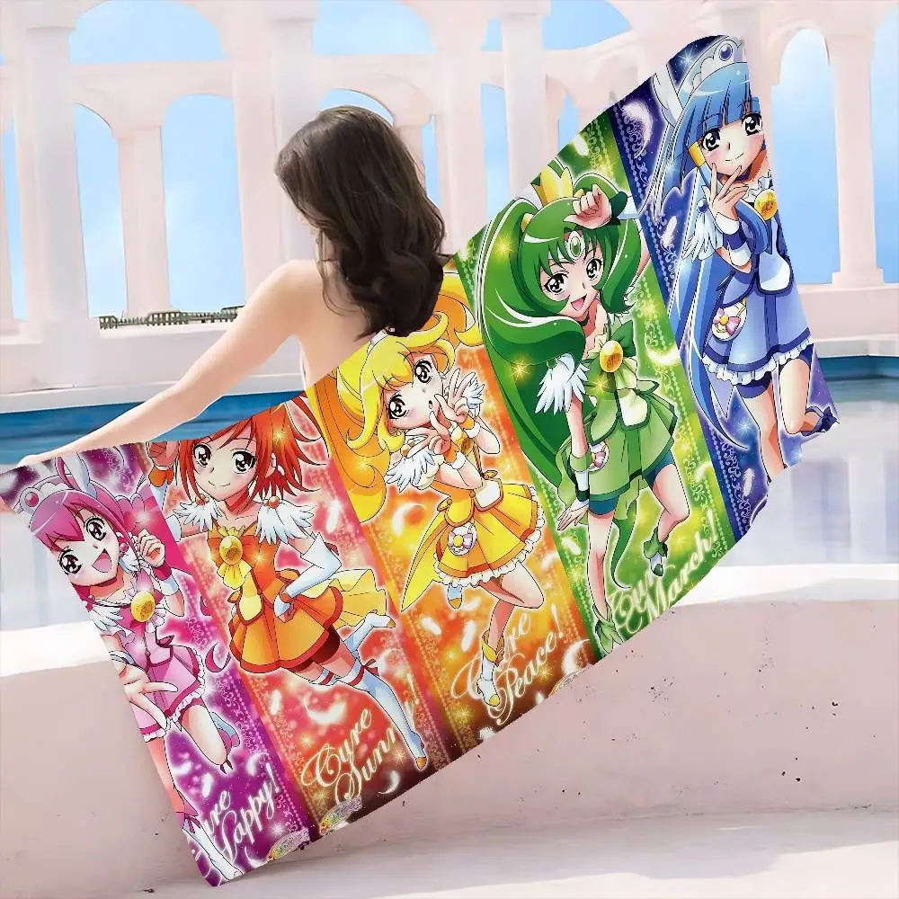 Magical Girl S-Smile P-Precure Anime Bath Towel Microfiber Soft Water Absorbing Breathable For Girl Kids Decorative Beach Towel