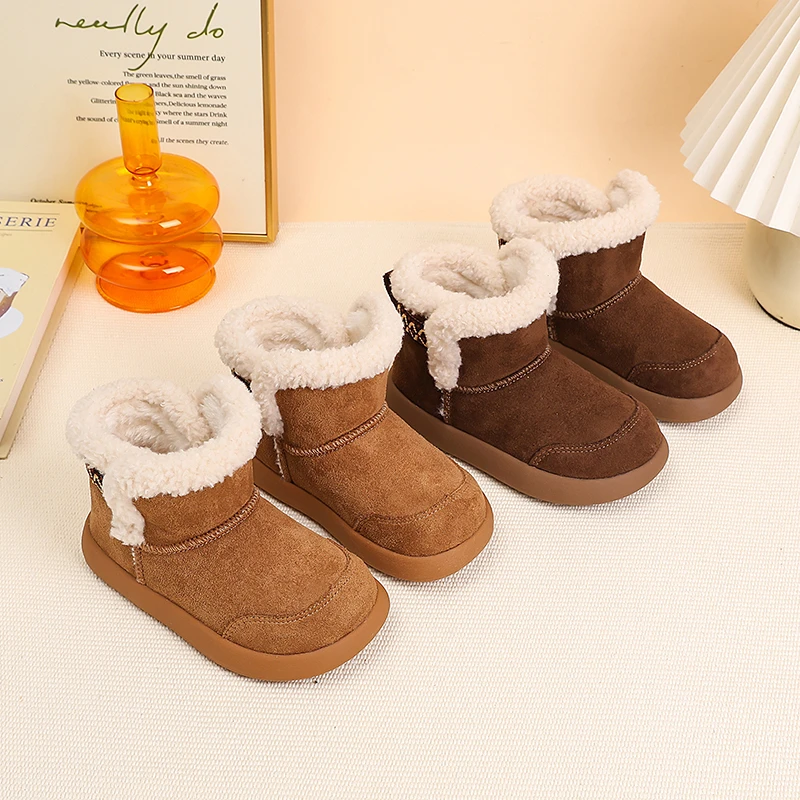 

Children Snow Boots Big Size Cotton Girls Boots Comfortable Warm Boys Short Boots 3-18 Years Old Soft Non-slip Kids Winter Shoes