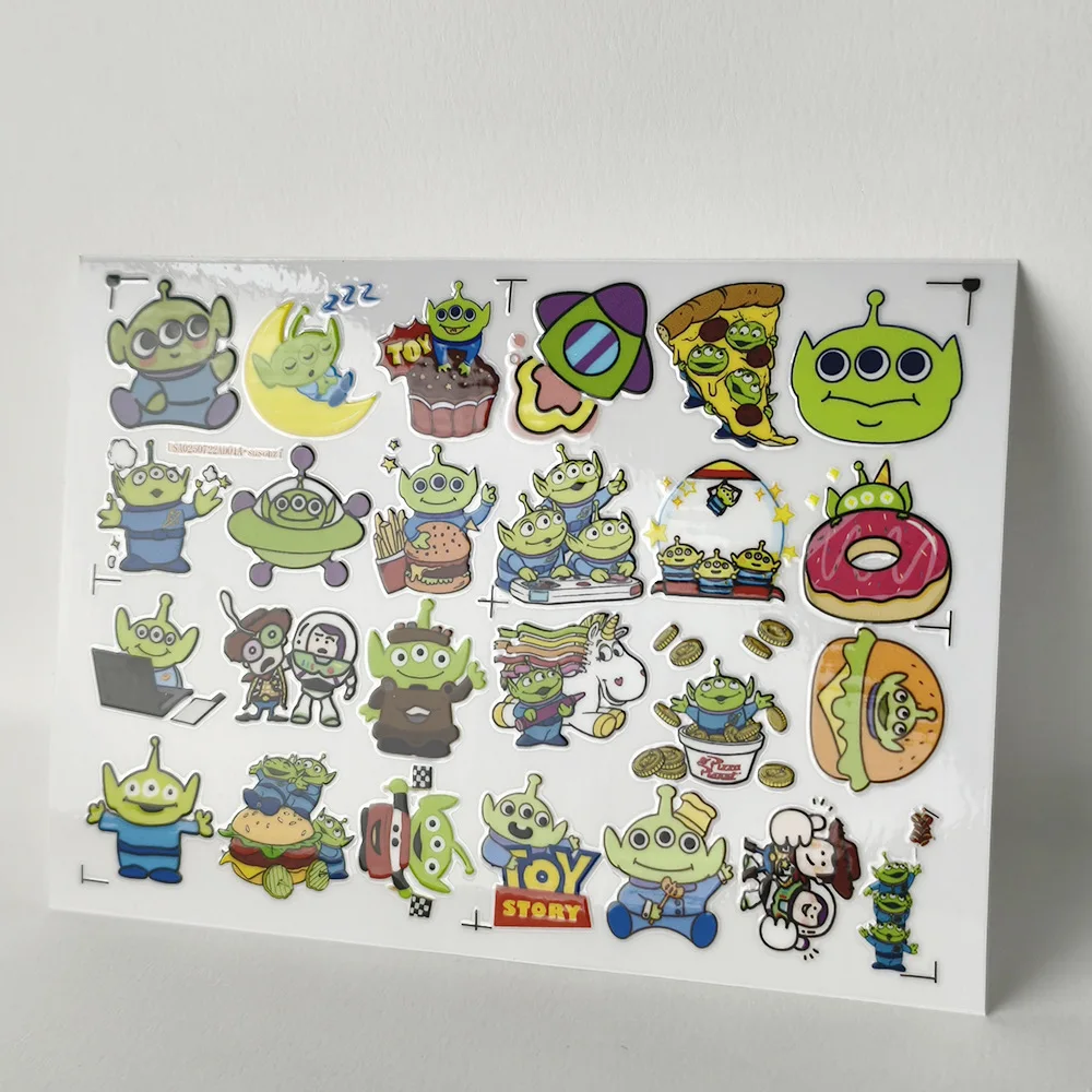 Pegatinas Decorativas de Toy Story, Monstruo de Tres Ojos, Pegatinas de Transferencia UV para Cuadernos, Etiqueta de Cristal Personalizada, Creatividad 3D