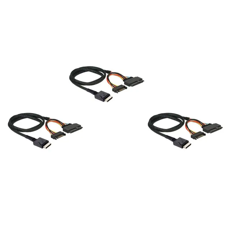 ABRI-3X Gen 4 Oculink SFF-8611 4I To Pcie SFF-8639 U.2 Nvme With SATA 15P Male Power Server Cable