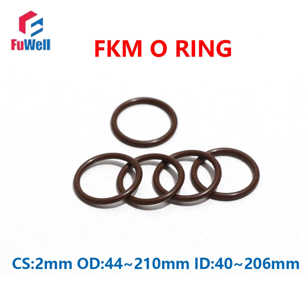 

Fuwell 20pcs FKM O Ring Seal Brown Thickness CS 2mm OD 44mm~69mm FPM Oil/Pressuer/Wear Resistant Automobile Fluororubber Gaskets