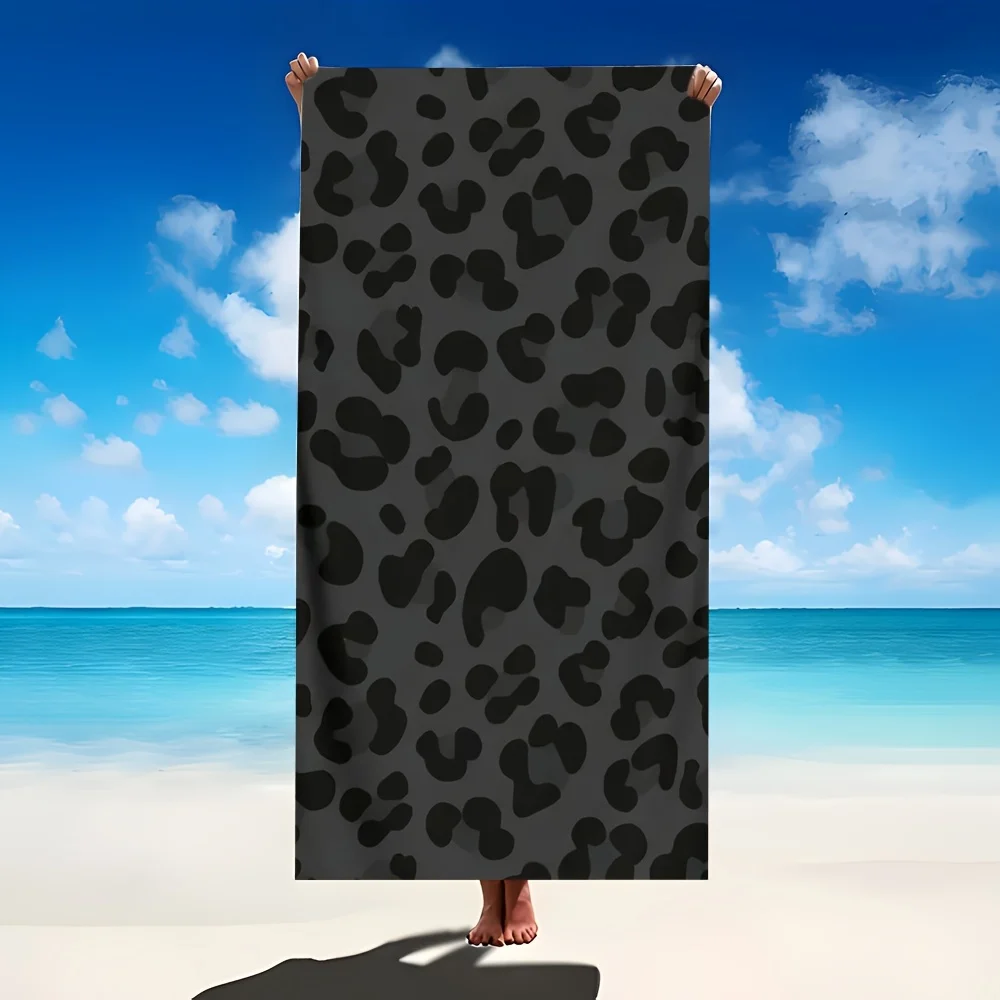 1pc Black White Leopard Beach Towel, Ultra-Soft Fast-Dry, Chic Style I Deal for Swimming Travel Leisure Beach Pool Summer Outdoo
