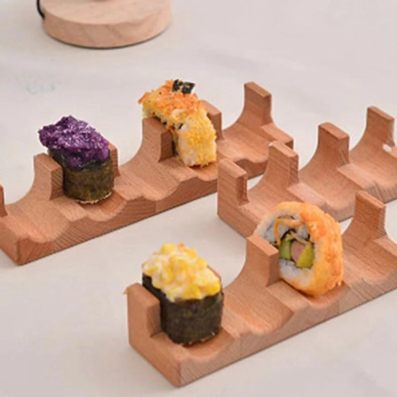 Soporte de madera para Tacos de Sushi, estante divisor para servir, bandeja para platos para restaurante en casa, comedor y fiesta