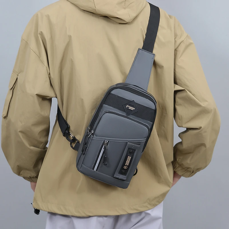 Multi-Functional Outdoor Men's Chest Bag Stylish Nylon Crossbody Bag Casual Sports Multiple Compartments Sling Bag
