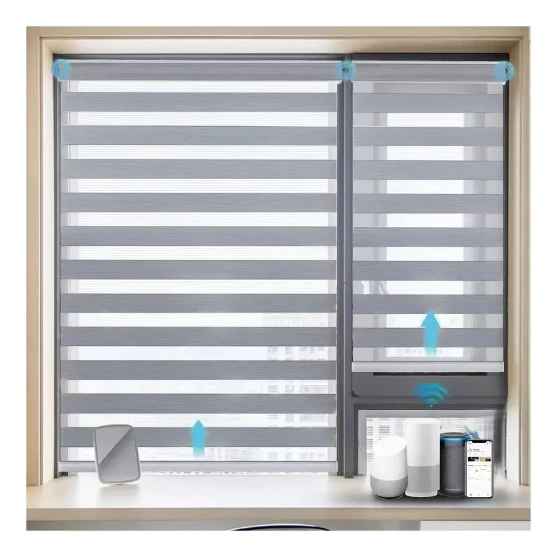 Indoor Blind Motorized Window Curtain Blackout Cordless Electric Blind Smart Remote Control Home Product Zebra Blind