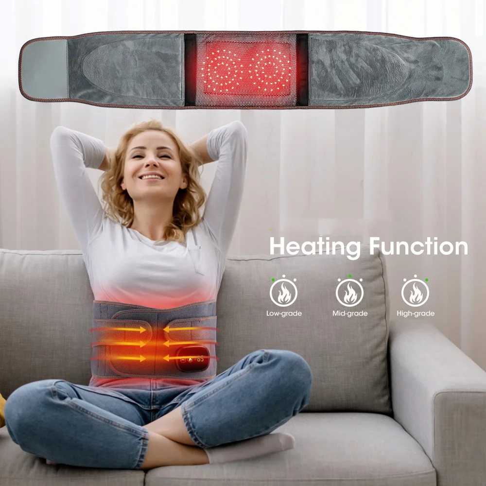 Electric Waist Infrared Red Led Vibration&Heating Belt Back Lumbar Spine Support Massager Relieve Discomfort Band