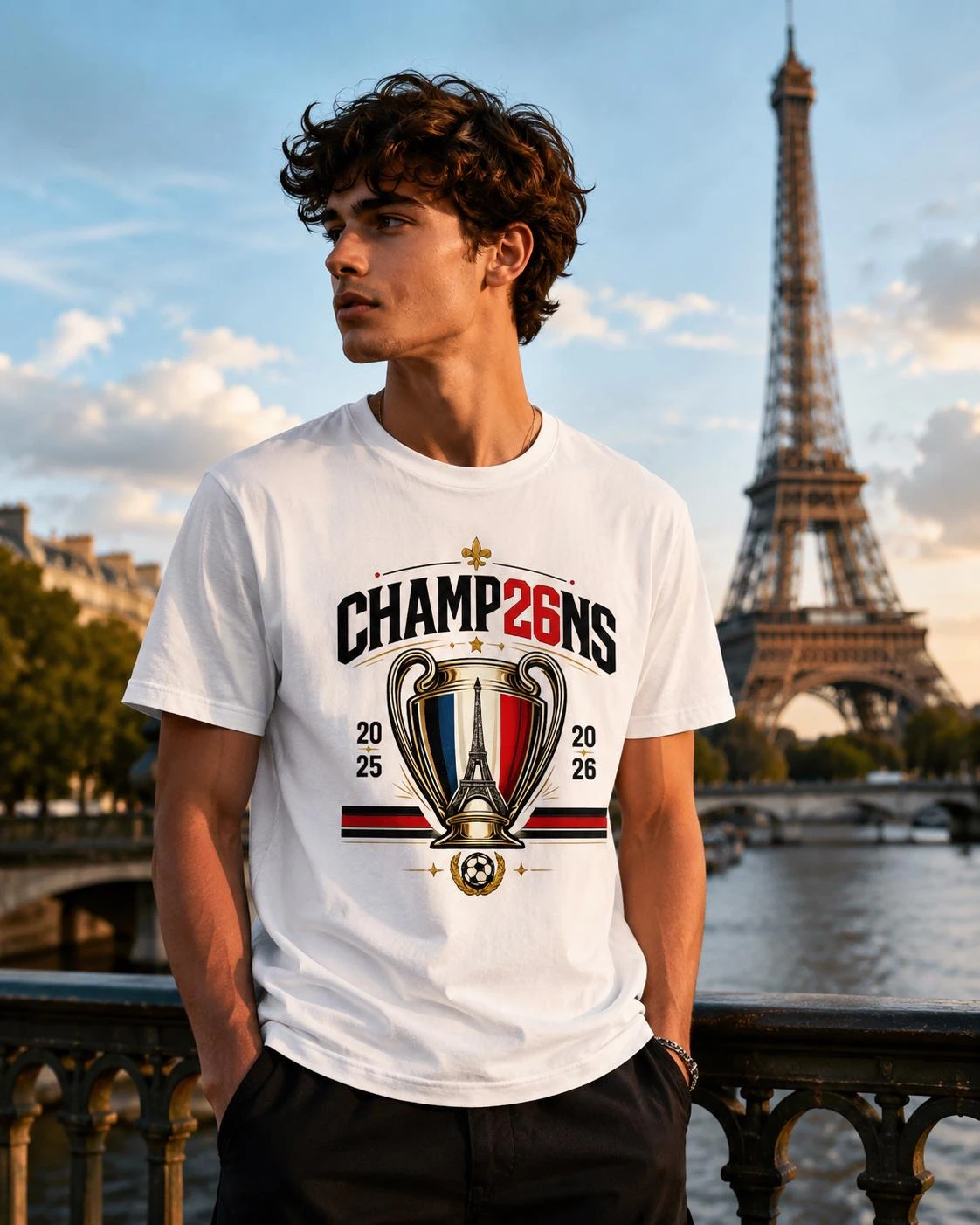Camisa de Futebol Paris Champions 2026 PSG Design para Fãs de Futebol Verão Moda Masculina e Feminina Camiseta de Algodão Y2K