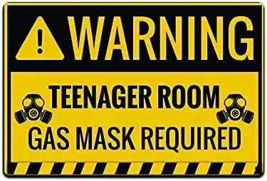 JP's Parcels Tin Sign Children Room Decor-Teenager Kids Bedroom Wall Door Metal Signs 12 x 8 in Warning Teenagers Room Gas