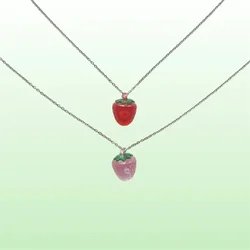 Simple Strawberry Pendant Necklace Red and Pink Strawberry Charm Coquettish Cottage core Fairy core Jewelry