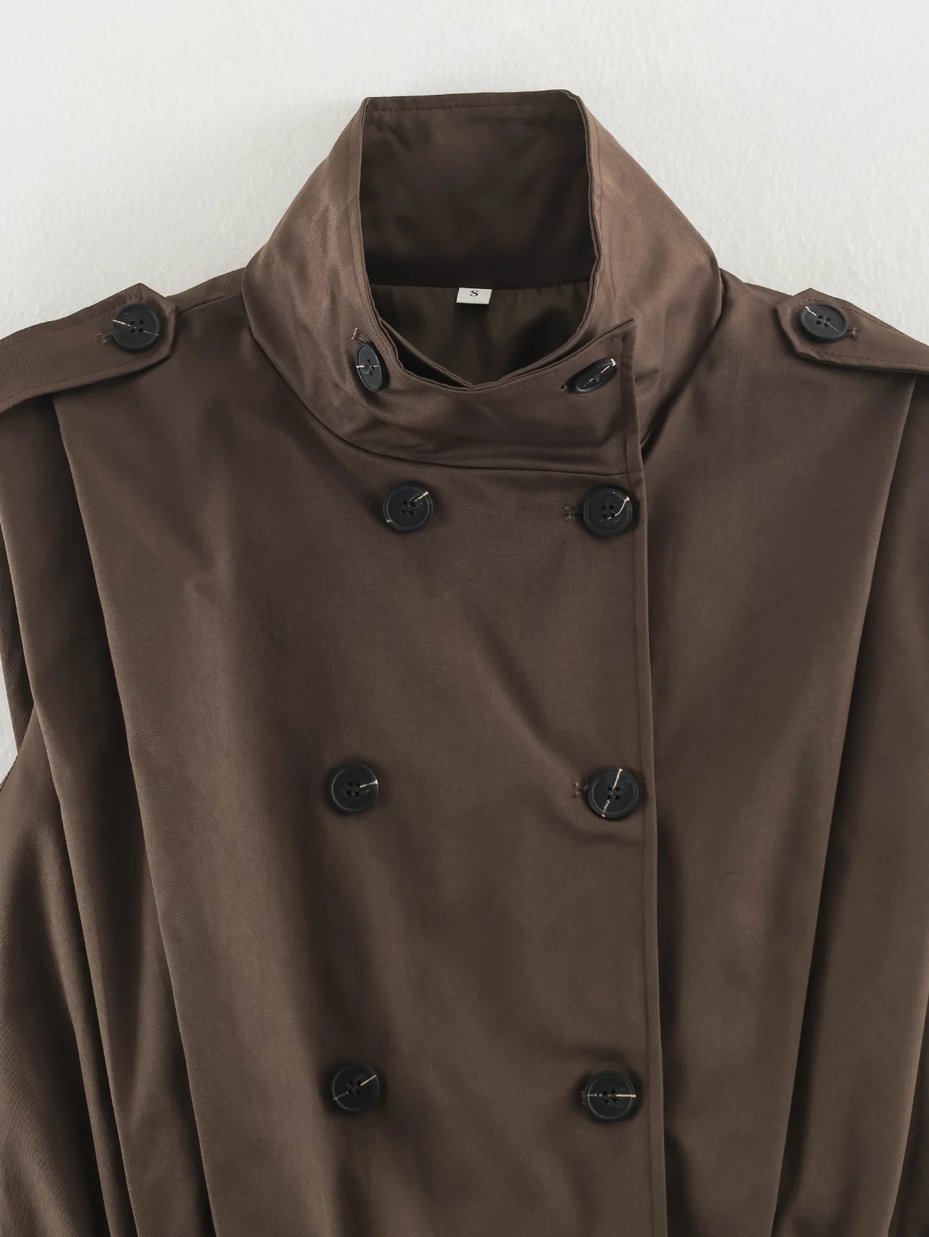 TFMLN Schicke Damenweste mit Stehkragen, doppelreihig, ärmellos, Streetwear-Trenchcoat, neue Herbstmode, plissierte Weste – Detail 10