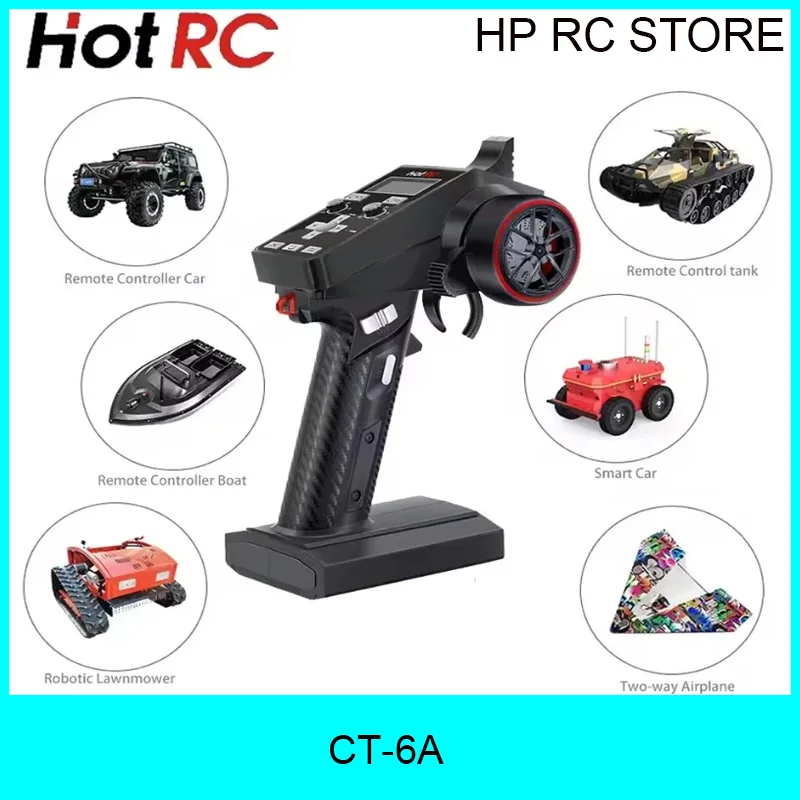 

HOTRC CT-6A 2.4GHz 6CH 6 Channels One-handed Control Radio Transmitter Remote Controller For RC Toy Car Boat Drone Parts