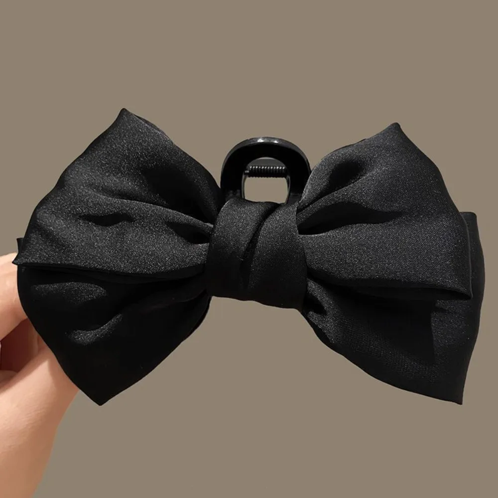 Fashion Acrylic Bow Hairpin Solid Color Cloth Butterfly Satin Hair Claws Korean Version Hair Accessories Women