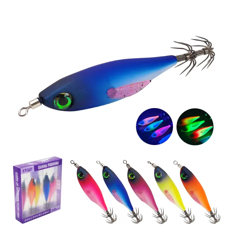 

Набор из 5 светящихся в темноте приманок для креветок, крючки для кальмаров, взрывные крючки, приманки для рыбалки с лодки/морской рыбалки, сбалансированные приманки-креветки, рыболовные наживки