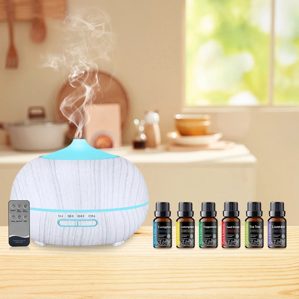 

7 Color LED Remote Control For Home Essential Oil Aroma Oil Diffuser (550ml) Ultrasonic Humidifier with 6 Essential Oils