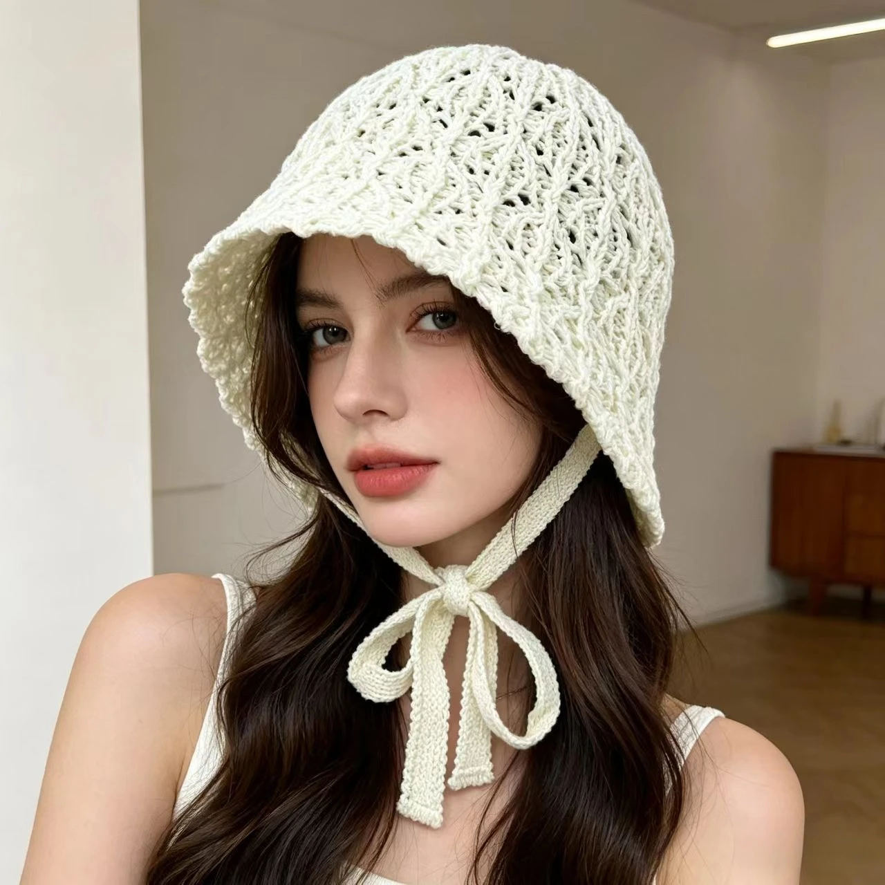 

New Popular Summer Bucket Hat For Women Breathable Windproof Rope Hats Best Matched Outdoor Beach Sunshade Fisherman Cap Gift