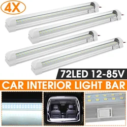 12V 72 LED Car Interior Light Bar Reading Lamp Bright White Light Tube Switch for RV Camper Boat Van Lorry Truck Caravan